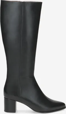 A studio shot of a black leather boot.