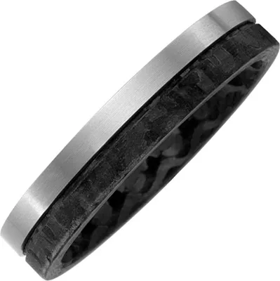 Produktbild von Ring Partnerring aus Carbon & Titan mattiert 2-reihig schwarz eismatt bicolor Innenumfang 62mm  Ø19.7mm