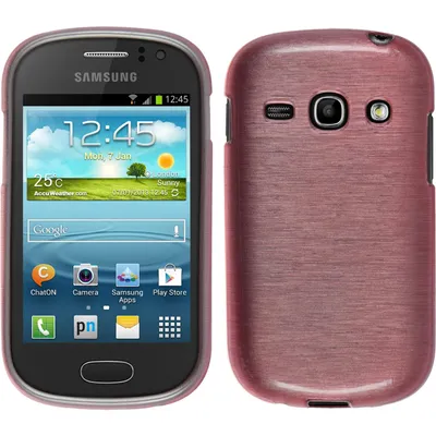 Produktbild von PhoneNatic Case kompatibel mit Samsung Galaxy Fame - rosa Silikon Hülle brushed + 2 Schutzfolien