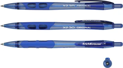 Produktbild von Druckkugelschreiber XR-30 0,35mm mit Gummigriff 12er Pack Blau