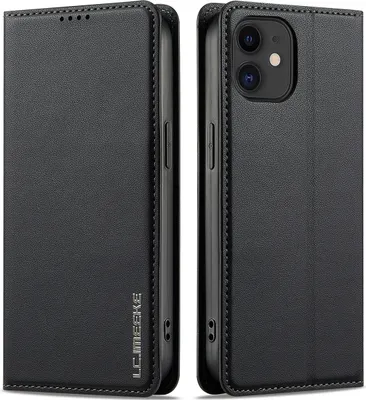 Immagine prodotto di Custodia magnetica in pelle flip per iPhone 12 / 12 Pro, con slot per schede e funzione stand Nero