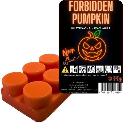 Produktbild von WonderWax Neon Duftriegel 6 x Duftwachs Kreise Wachsmelt Duftwachs Raumduft für Duftlampen Soja Wachs Melts Duftmelt Aroma Wellnes Kerzen Wärmer Wax Tarts Forbidden Pumpkin