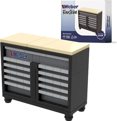 Produktbild von Weber Bausteine Werkstattwagen – 143-teiliger Bausatz für kleine Schrauber Garage Werkstatt | Perfektes Geschenk für Kinder & Technikfans