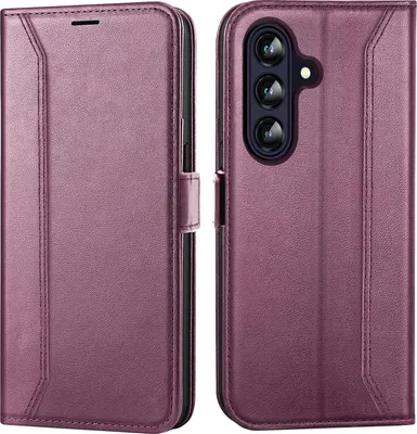 A purple flip case for a Samsung Galaxy A26 5G phone is shown from the front and back.