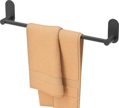 Image de Porte-serviettes salle de bain cuisine acier mat noir 76 cm