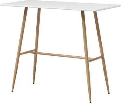 Image de HOMCOM Table de bar rectangulaire pour 4 personnes, table haute avec pieds en acier effet bois, table bistro facile à monter, pour bar à domicile, salle à manger, 120 x 60 x 98 cm, blanc
