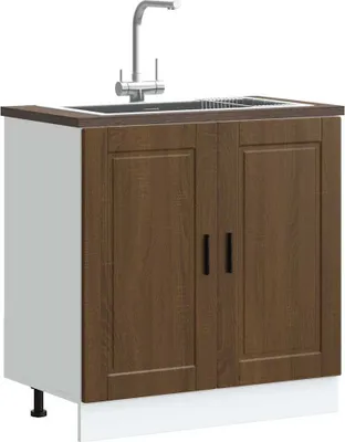 Produktbild von Möbel Spülenunterschrank Porto Braun Eichen-Optik 80x46x81,5 cm - Küchenschränke 853934