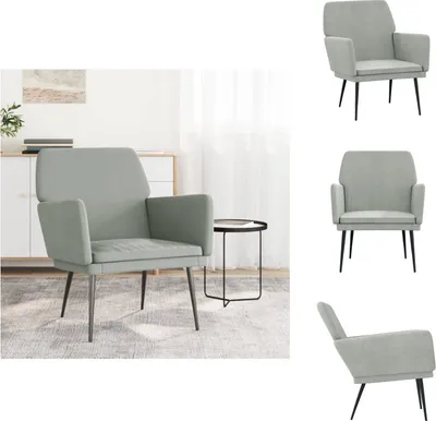 Immagine prodotto di vidaXL Poltrona grigio chiaro 62x79x79 cm in velluto - Poltrona