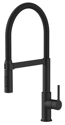 Produktbild von Lenz ALUNA Küchenarmatur Schwarz-Matt, flexible Geschirrbrause, 2 Strahlarten, 360° schwenkbar, Anti-Fingerabdruck, 46070551