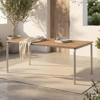 Produktbild von home24 Gartentisch - Teak Massiv / Edelstahl - Braun