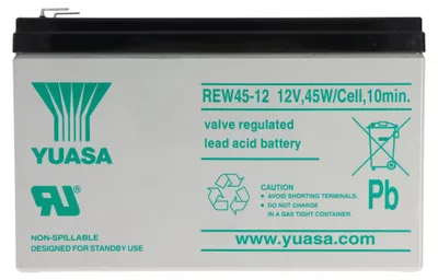 Produktbild von Yuasa REW45-12 Akku Blei Hochstrom 12V mit 8Ah, Faston 6,3mm Steckkontakte