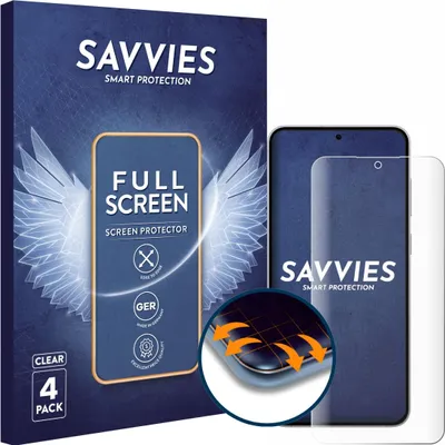 Produktbild von 4x Savvies Fullscreen Schutzfolie für Samsung Galaxy S25 FE Enterprise Edition Displayschutz Folie Fullcover Klar Transparent