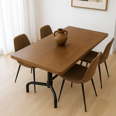 Obrázok produktu pre Jedálenský stôl HWC-P31, jedálenský stôl, priemyselné drevo 140x80cm ~ prírodný, čierny rám