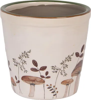 Obrázek produktu pro Clayre & Eef Květináč Ø 15x14 cm Béžová keramika Houby
