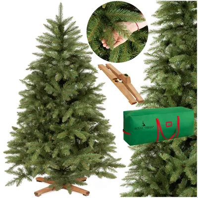 Produktbild von Royal Trees® Weihnachtsbaum künstlich 180 cm – Skandinavische Fichte | dichter Christbaum | Premium Tannenbaum inkl. Holzständer & Aufbewahrungstasche