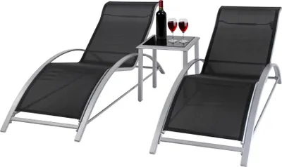 Produktbild von Giardino 2er-Set Alu Sonnenliegen + Beistelltisch