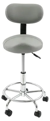 Produktbild von Ergonomischer Sattelhocker - Friseurstuhl - PolyurethanPolsterung - Höhenverstellbar - 360° drehbar - 15° Neigung - Belastbarkeit 150 kg - Grau
