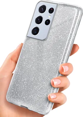 Produktbild von GLITTER-Case für Samsung Galaxy S21 Ultra, Farbe:Sparkle - Silver