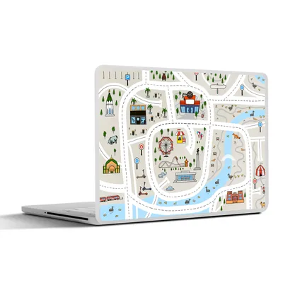 Produktbild von MuchoWow® Laptop Aufkleber Sticker Cover Kinder - Stadt - Vergnügungspark - Auto 36.5x27.5 cm - Laptop-Sticker