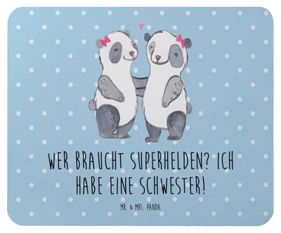 Produktbild von Mr. & Mrs. Panda Mouse Pad Liebe Schwester - Blau Pastell - Geschenk, Unterstützung, Bewunderung, Freude, Familienmitglieder, Familiengeschenk, Familie, mousematte