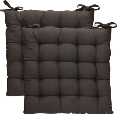 Produktbild von Betz 2 Stück Stuhlkissen mit Bändern - Sitzkissen für Außen oder Innen Größe 40 cm x 40 cm weich gefüllt Farbe braun