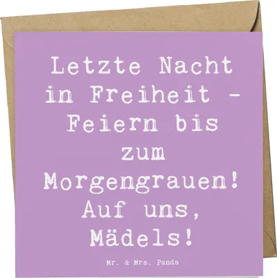 Produktbild von Mr. & Mrs. Panda Glückwunschkarte Spruch Junggesellinnenabschied Feiern - Lavendeltraum - Geschenk, Grußkarte, Party, Heirat, individuell, doppelkarte, Spaß, anlasskarte