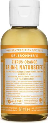 Image de Dr. Bronners Savon liquide naturel 18 en 1 60 ml, Agrumes-Orange