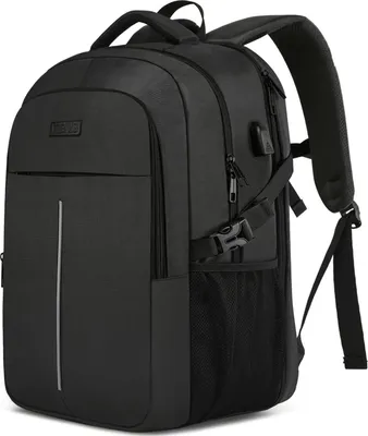 Image de Sac à dos extra large Hommes 55L 18.4 pouces Portable USB Chargeur Noir