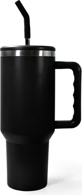 Produktbild von 40oz 1200ml Thermobecher mit Griff und Stroh, 304 Doppelwandiger Vakuum Edelstahl Tragbare Autobecher Reiseflasche, Kaffeebecher to go, Hält Getränke über Stunden heiß oder kalt