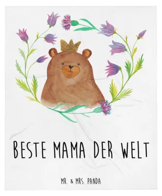 Produktbild von Mr. & Mrs. Panda Wohndecke Bär Königin - Weiß - Geschenk, Teddy, Lieblingsmensch, Bettdecke, Tagesdecke, Bettüberwurf, Muttertag, Mama, Mom, Decke, Beste, Mutter