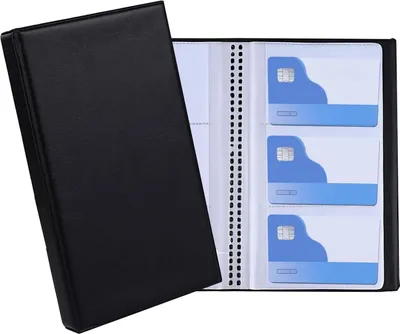 Produktbild von Visitenkartenhalter für 480 Karten - Platzsparender Visitenkartenordner für das Büro - Kunstleder - Visitenkartenbuch - Treuekarten - Kreditkarten - Schwarz
