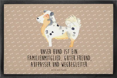 Produktbild von Mr. & Mrs. Panda fußmatte Hund Australien Shepherd 40 x 60 cm - Hundeglück - Geschenk, Spruch, Schmutzfangmatte, Sprüche, Vorleger, Familie, Gummimatte, Schmutzmatte
