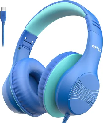 Produktbild von EarFun Kinder Kopfhörer mit USB-C Kabel, 85dB Lautstärkenbegrenzer, Komfortables Tragen, Hi-Fi Klang, Faltbare, 8-stufig Verstellbares Kopfband