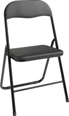 Obrázek produktu pro Skládací židle „SIMPLE“ z černé ekologické kůže pro domácnost a terasu