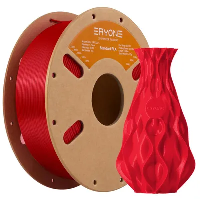 Immagine prodotto di Filamento PLA ERYONE, 1,75 mm, filamento per stampante 3D, PLA, precisione dimensionale +/- 0,03 mm, bobina da 1 kg, prodotto in Cina, colore rosso