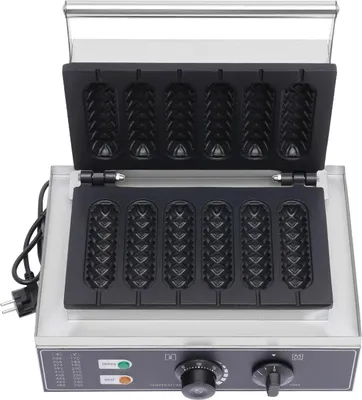Obrázek produktu pro Vaflovač na hot dogy, komerční, 6 forem, 1500 W 220V, DIY