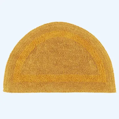 Image de HOMESCAPES Tapis de bain demi-rond moutarde jaune 50x80 cm 100% coton