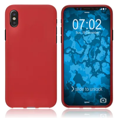 Produktbild von PhoneNatic Case kompatibel mit Apple iPhone Xs - rot Silikon Hülle matt Cover