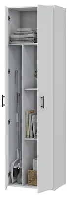 Produktbild von Dmora Mehrzweckschrank Strevi 2 Türen 60x206 cm Weiß, 2 Einlegeböden, Drehtüren
