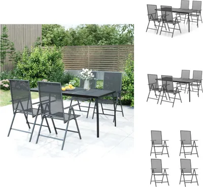 Image de vidaXL Ensemble de jardin 5 pièces anthracite acier - Ensemble de meubles de jardin