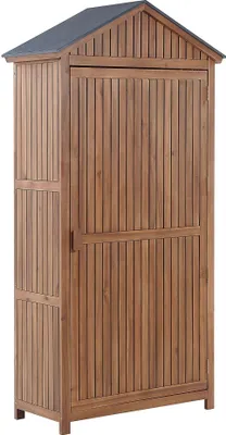 Produktbild von BELIANI Szafa ogrodowa drewno akacjowe 200 x 100 cm na narzędzia z półkami do ogrodu