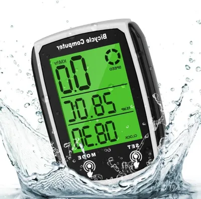 Obrázok produktu pre Cyklopočítač s káblom – rýchlomer a počítadlo kilometrov – pre bicykle – 19 funkcií, LCD displej – 60 x 45 mm – čierno-biely