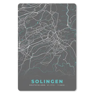 Produktbild von MuchoWow® Mauspad Mousepad Karte - Solingen - Blau - Stadtplan - Deutschland 18x27 cm - Mousepads - Maus Mat - Pad - Mausunterlage
