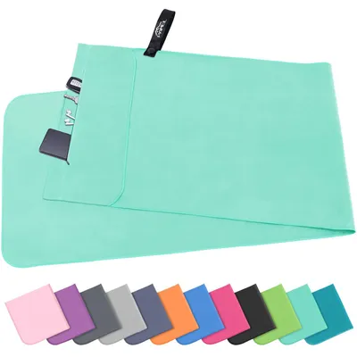 Obrázek produktu pro Ručník Pameil Fitness | 120x50 cm | Kompaktní a rychle schnoucí ručník z mikrovlákna, sportovní ručník, cestovní ručník, plážový ručník s kapsou na zip