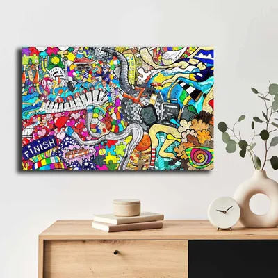 Immagine prodotto di Wallity, 4570POP-010, Quadro decorativo su tela, Multicolore, 100% TELA, 45 x 70 cm