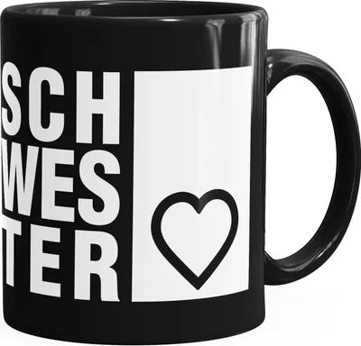 Produktbild von Kaffee-Tasse Schwesterherz Geschenk-Tasse Keramiktasse einfarbig MoonWorks® schwarz unisize