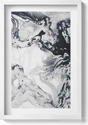 Produktbild von Tuscheabstraktion - Marmortusche– Wandbild mit Rahmen – Gerahmtes Bild  – Wanddekoration – 40x60 cm – Weiß