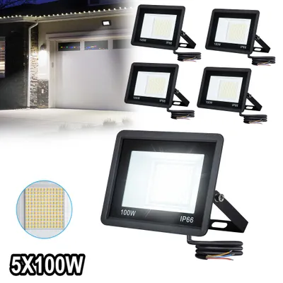 Produktbild von ACXIN 5 Stück LED Flutlicht Strahler 100W Kaltweiß IP66 120° Abstrahlwinkel Außenstrahler Garagenbeleuchtung Innenhof Hauswand Wege Haus Außenbeleuchtung