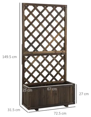 Zdjęcie produktu dla Pojemnik na rośliny z podporą – podwyższona grządka – drewniana – do roślin pnących i róż – 72,5 x 31,5 x 149,5 cm – do ogrodu i tarasu