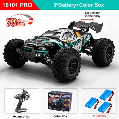 Produktbild von Ferngesteuertes RC-Auto - 16101 PRO Monstertruck - Maßstab 1:16 - 4WD - 70 km/h - LED-Beleuchtung - Drift - Blau